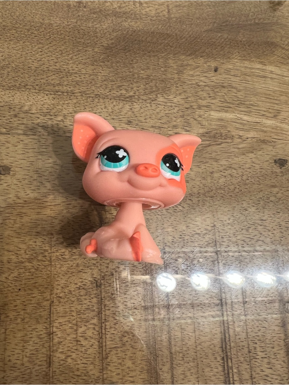 LPS Authentic Littlest Pet Shop #1220 Pig Pink Peach Green Eyes